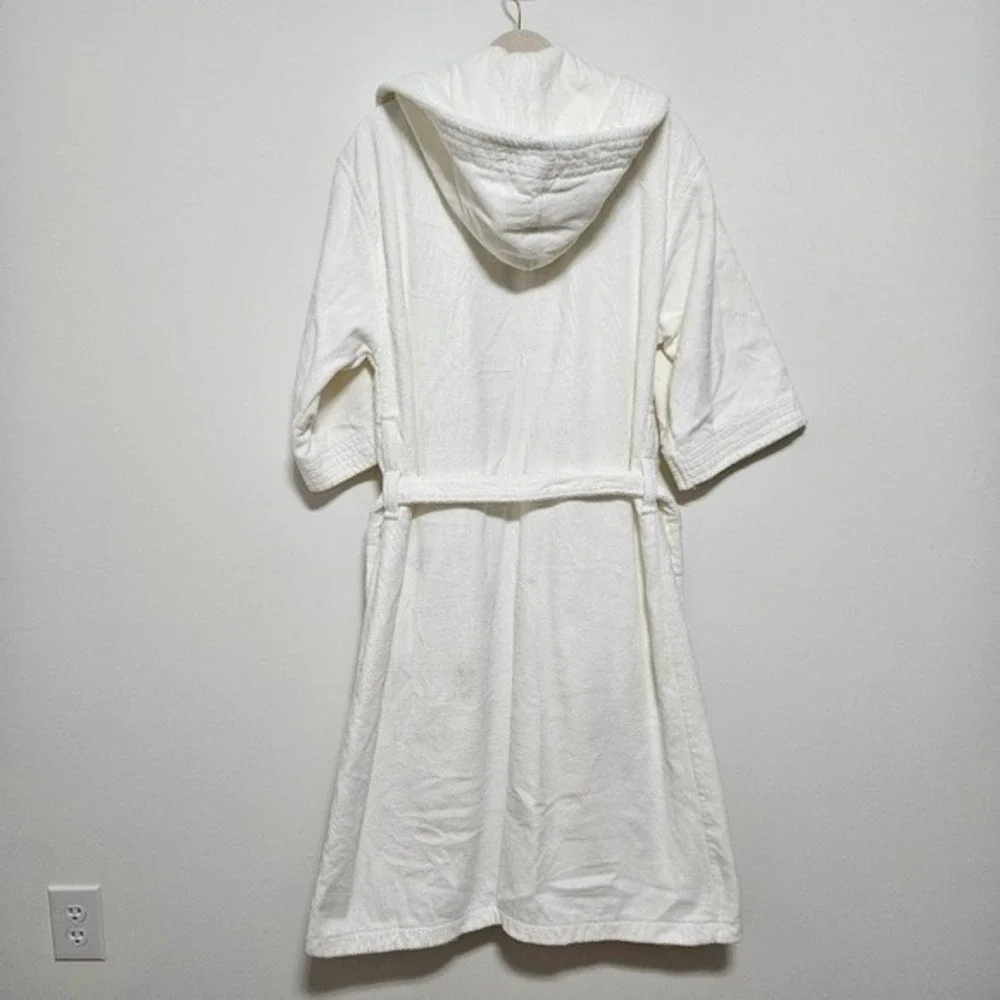 VTG TJ Lawford Women Turkish Towel Spa Bath Robe 100% Cotton Chunky Long Cream S